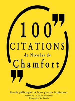 cover image of 100 citations de Nicolas de Chamfort